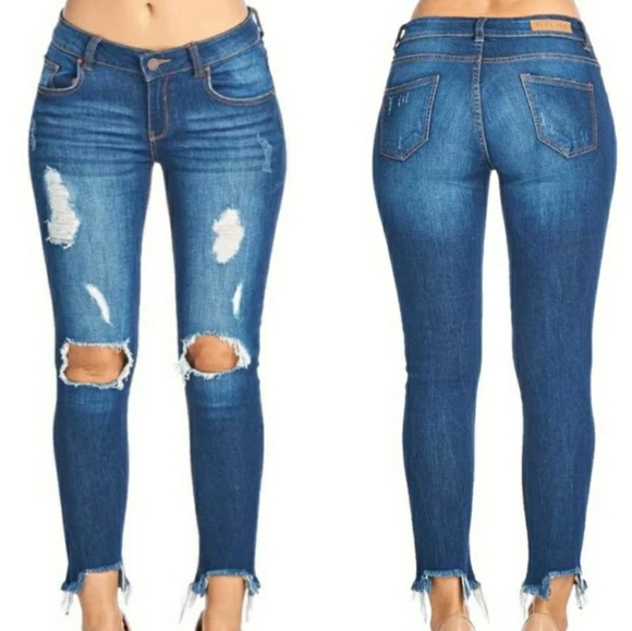 Destroyed frayed hem jeans $FIRM - Picture 2 of 2